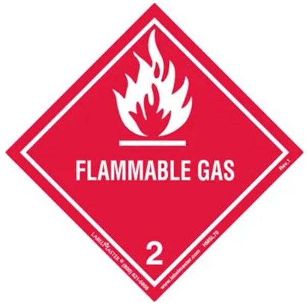 Flammable Gas Label, Worded, PVC-Free Film, Roll of 500 Thumbnail