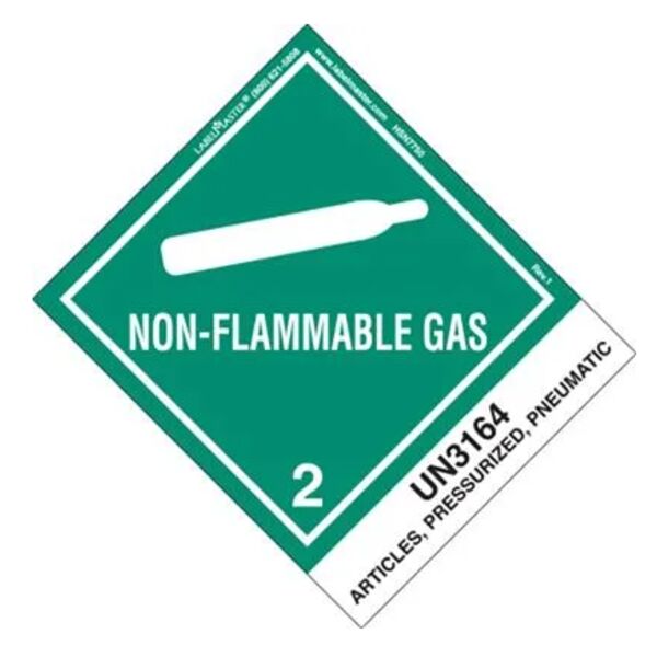 Non-Flammable Gas Label, UN3164 Articles, Pressurized, Pneumatic Thumbnail