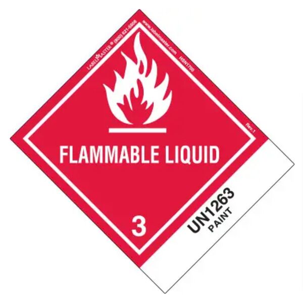 Flammable Liquid Label, UN1263 Paint, Paper, Standard Tab Thumbnail