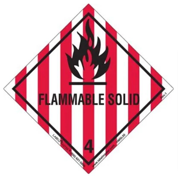 Flammable Solid Label, Worded, Paper, Pack of 50 Thumbnail