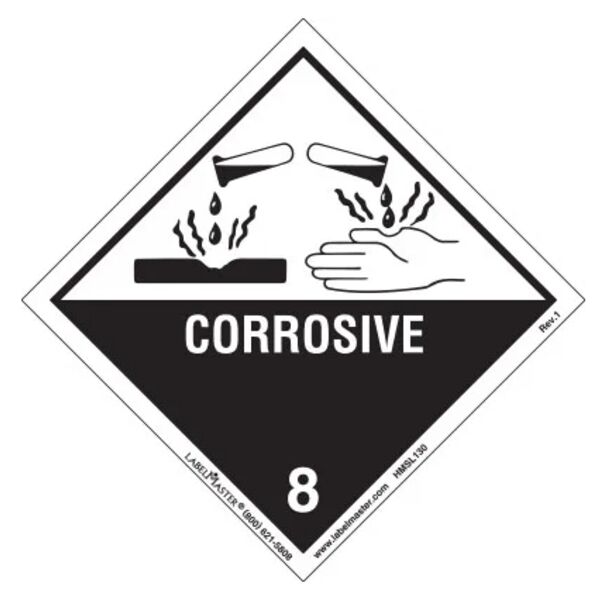 Corrosive Label, Worded, Paper for Wet Applications, Roll of 500 Thumbnail