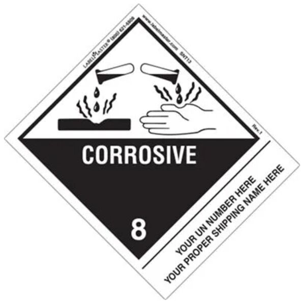 Personalized Corrosive Label, Shipping Name, PVC-Free Film, Standard Tab Thumbnail