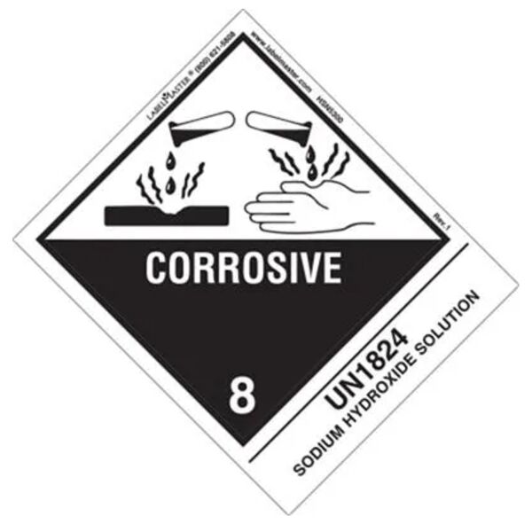 Corrosive Label, UN1824 Sodium Hydroxide Solution  Thumbnail
