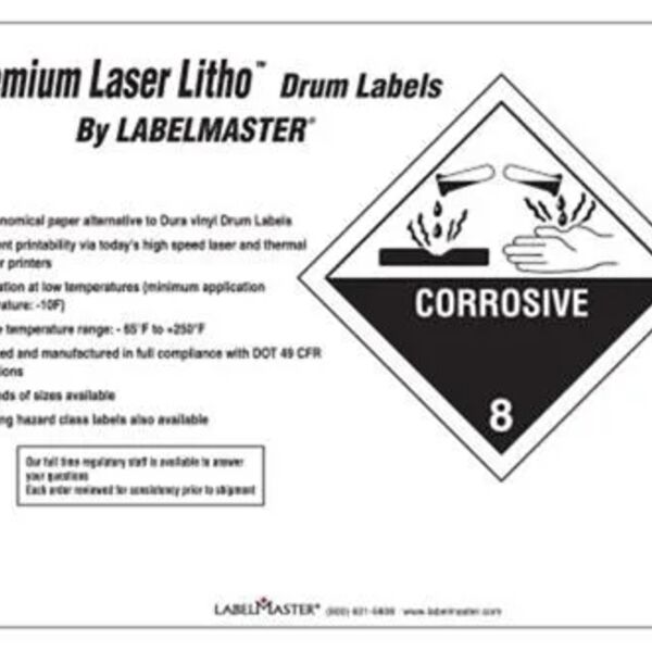 Laser Imprintable Vinyl Drum Label, 8 3/8" x 10 7/8" 1-Color   Thumbnail