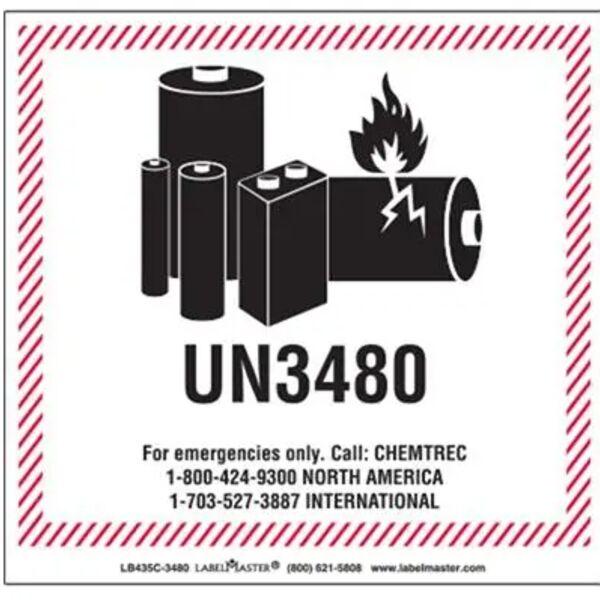 CHEMTREC UN3480 Lithium Battery Handling Marking, 120mm x 110mm, Paper  Thumbnail