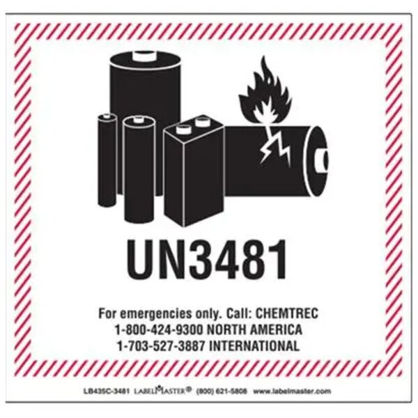 CHEMTREC UN3480 Lithium Battery Handling Marking, 100mm x 100mm, Paper  Thumbnail