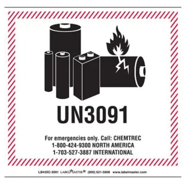 CHEMTREC UN3491 Lithium Battery Handling Marking, 100mm x 100mm, Paper  Thumbnail