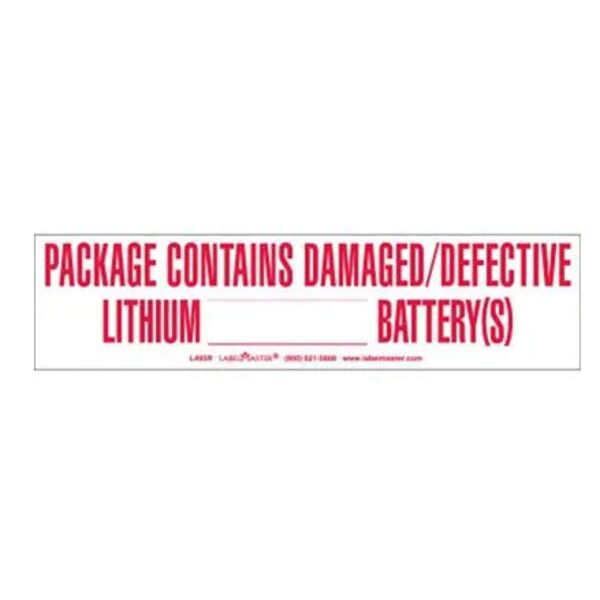 LITHIUM ____ BATTERY DAMAGED/DEFECTIVE MARKING 12MM , 6" X 1 1/2", PAPER, ROLL OF 500 Thumbnail