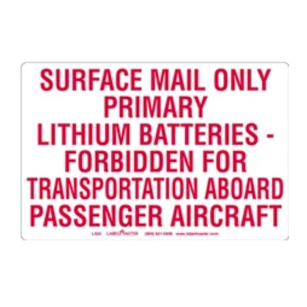 USPS LITHIUM METAL BATTERY MARKING, PAPER, 4" X 2" Thumbnail