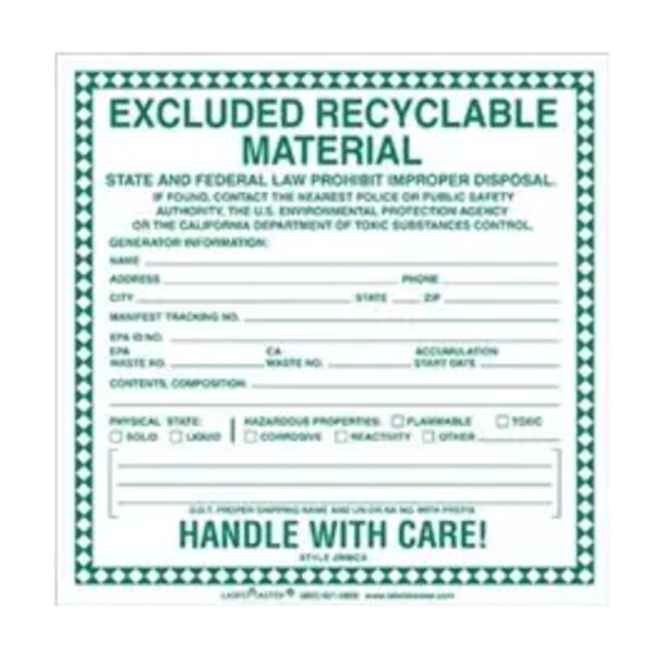 EXCLUDED RECYCLABLE MATERIAL LABEL, PVC-FREE FILM Thumbnail