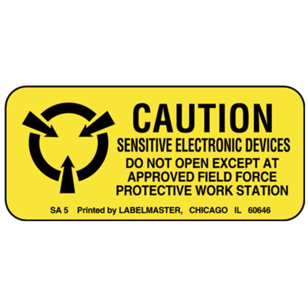Caution Sensitive Electronic Devices Label, Paper, 2" x 7/8" Thumbnail