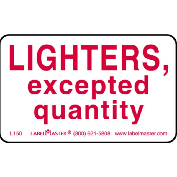 Lighter Excepted Quantity Label, Paper Thumbnail