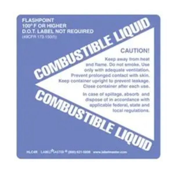 Combustible Liquid Label, Vinyl, 4" x 4" Thumbnail