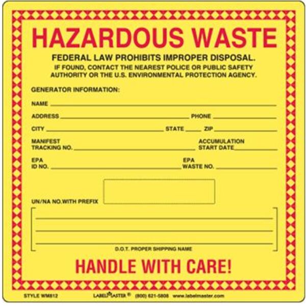 Standard Waste Label for 12mm UN/NA, Personalized, PVC-Free Film, 6" x 6", Pack of 25 Thumbnail