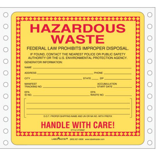 Standard Waste Label, Pin-Feed Paper, 6" x 5.875", Pack of 500 Thumbnail