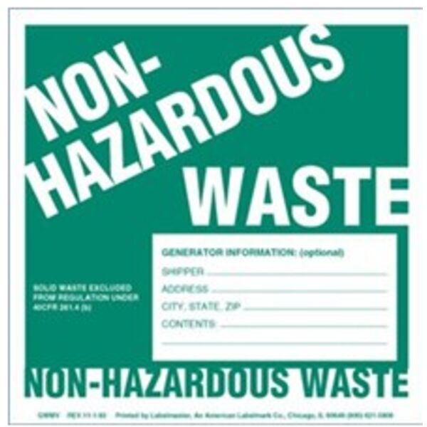 Non-Hazardous Waste Label, w/Generator Info, Custom Paper Thumbnail