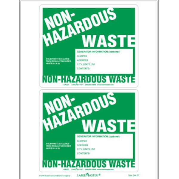 Laser Non-Hazardous Waste Label Thumbnail