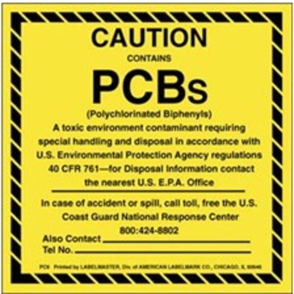 Caution Contains PCBs Label Personalized, 6" x 6" Thumbnail