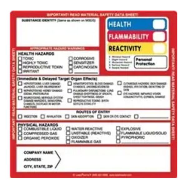 Container Target Organ Hazcom (THIS®) Label, 6" x 6" Paper Thumbnail