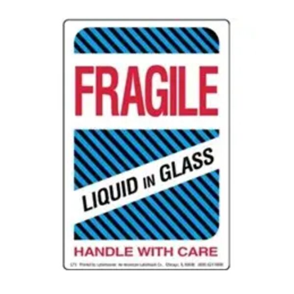 Fragile Liquid in Plastic Label, 4" x 6" Thumbnail