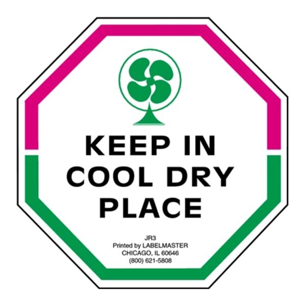 Keep In Cool Dry Place Label, Paper, 3" x 3" Thumbnail