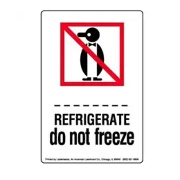 Refrigerate Do Not Freeze Label, Paper, 4" x 6" Thumbnail
