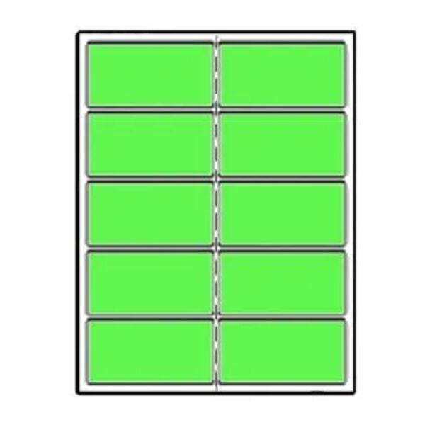 Blank Label, Rectangle, 4" x 2", Green, Fluorescent Paper, Pack of 100 Thumbnail
