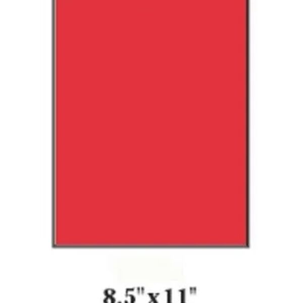 Blank Label, Rectangle, 8 1/2" x 11", Red, Fluorescent Paper, Pack of 100 Thumbnail