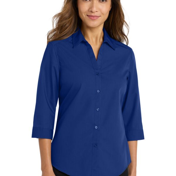 Port Authority® Ladies 3/4-Sleeve Carefree Poplin Shirt Thumbnail