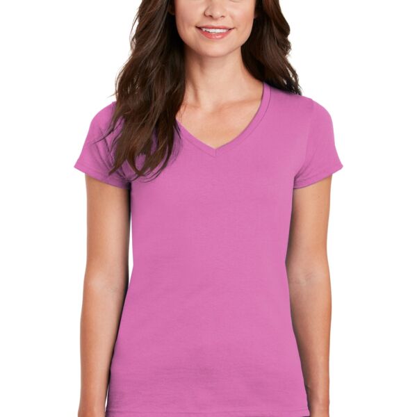 Ladies Heavy Cotton™ 100% Cotton V-Neck T-Shirt Thumbnail